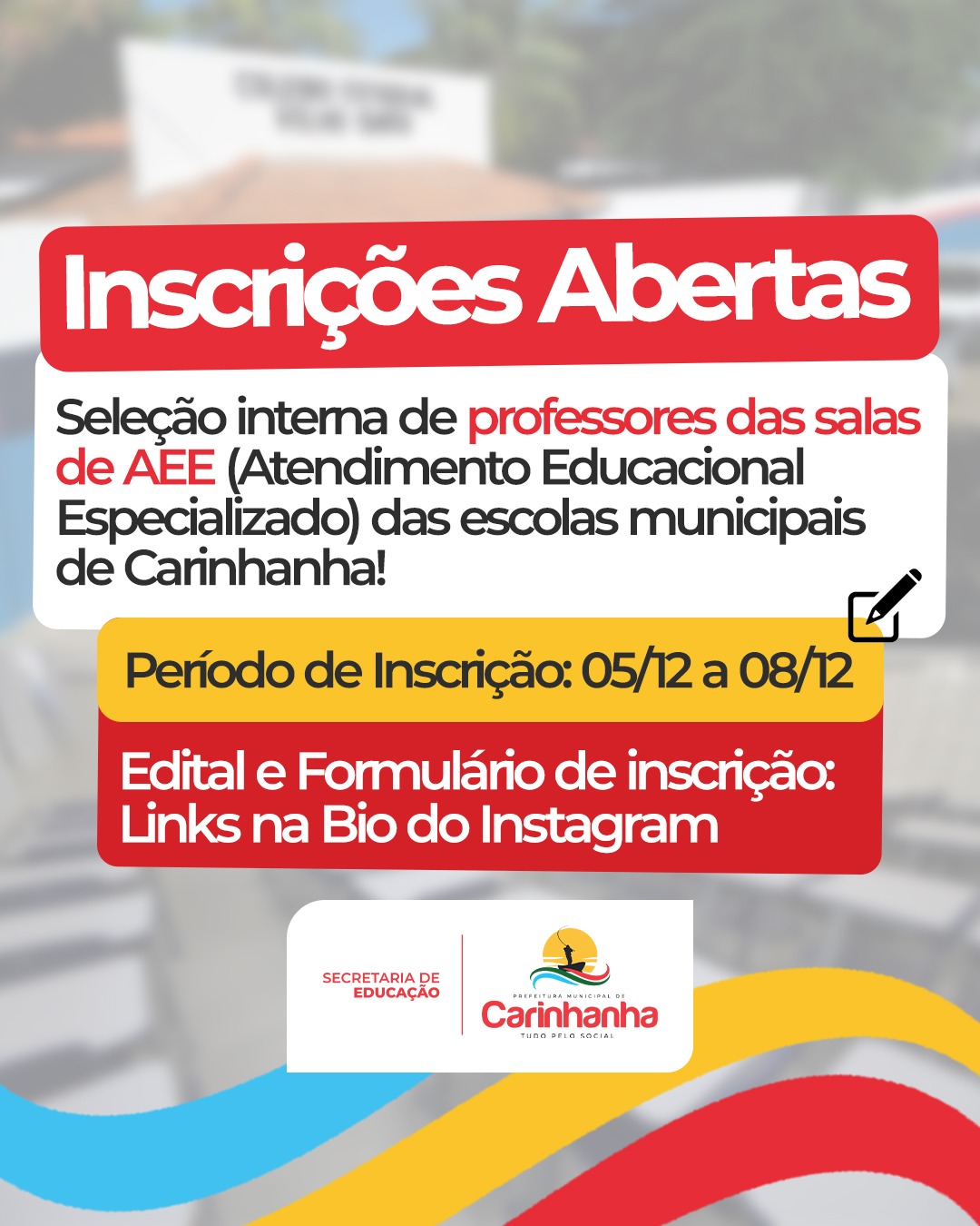 Inscrições abertas para seleção interna de professores das salas de AEE em Carinhanha