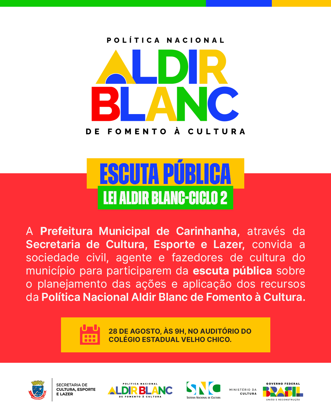 Carinhanha realiza escuta pública da Lei Aldir Blanc nesta quinta-feira